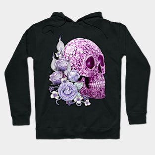 Purple Floral Sugar Skull Day Of The Dead Purple Flowers Hoodie